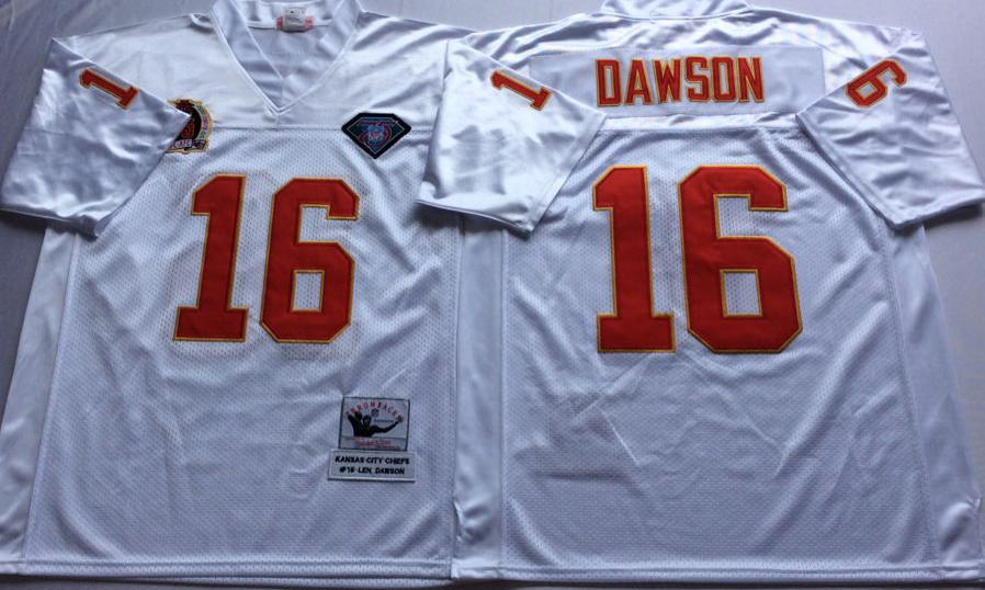 Men NHL Kansas City Chiefs 16 Dawson white Mitchell Ness jerseys